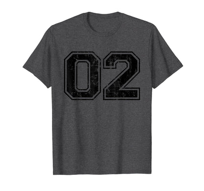 Number 02 Two Varsity Distressed Sport T-Shirt - Minimalist Print Unisex - T-Shirt, Sweatshirt, Hoodie