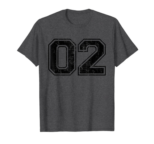 Number 02 Two Varsity Distressed Sport T-Shirt - Minimalist Print Unisex - T-Shirt, Sweatshirt, Hoodie