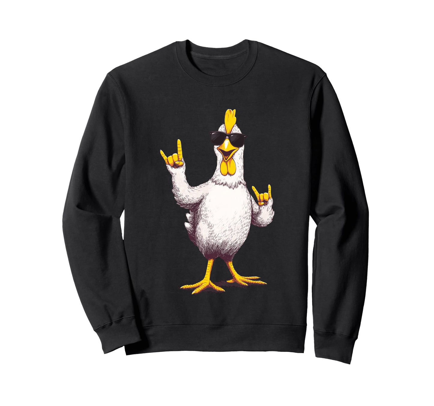 Funny Chicken Rock Poultry Animal Sweatshirt - Custom Art Print Unisex - T-Shirt, Sweatshirt, Hoodie