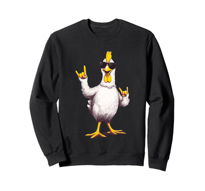 Funny Chicken Rock Poultry Animal Sweatshirt - Custom Art Print Unisex - T-Shirt, Sweatshirt, Hoodie