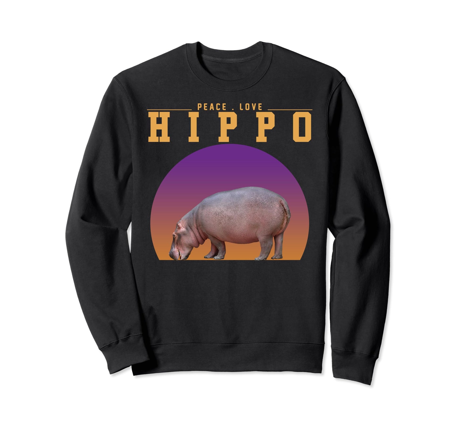 Hippopotamus Animal Peace Love Hippo Sweatshirt - Graphic Print Men Women - T-Shirt, Sweatshirt, Hoodie
