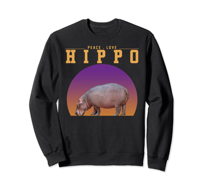 Hippopotamus Animal Peace Love Hippo Sweatshirt - Graphic Print Men Women - T-Shirt, Sweatshirt, Hoodie