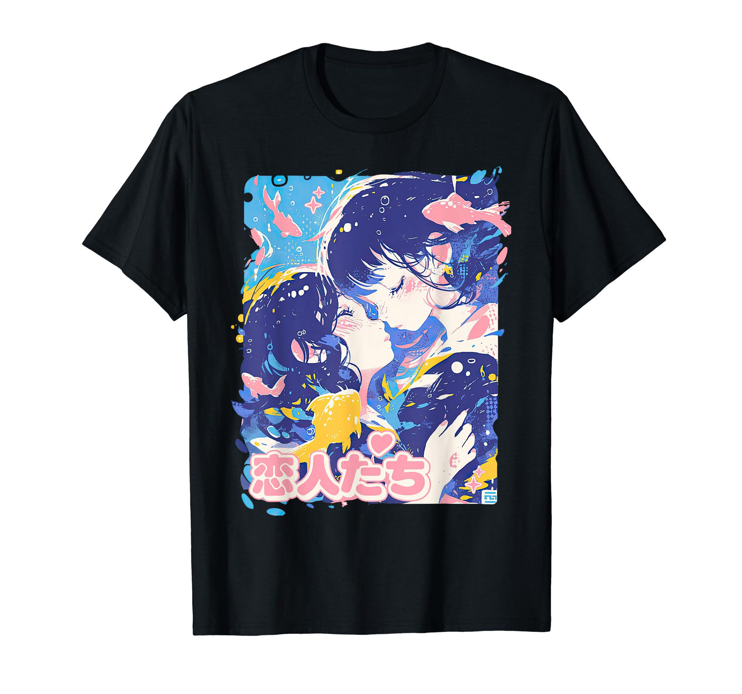 Anime Couple Y2K Aesthetic Pastel T-Shirt - Minimalist Print for Adults - T-Shirt, Sweatshirt, Hoodie