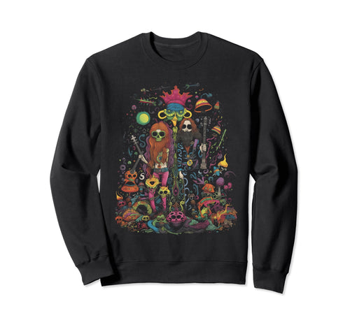 Hippie Boho Skeleton Music 3 Sweatshirt - Trendy Graphic Men Women - T-Shirt, Sweatshirt, Hoodie