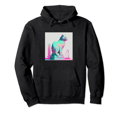 Vaperwave Aesthetic Glitch Cat Retrowave Hoodie - Aesthetic Graphic Unisex - T-Shirt, Sweatshirt, Hoodie