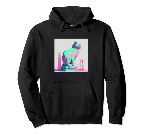 Vaperwave Aesthetic Glitch Cat Retrowave Hoodie - Aesthetic Graphic Unisex - T-Shirt, Sweatshirt, Hoodie