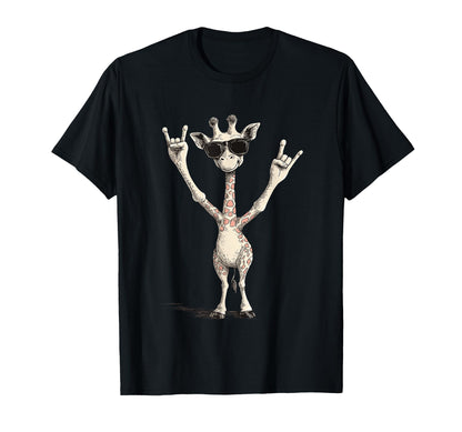 Giraffe Sunglasses Rock T-Shirt - Unique Graphic for Adults - T-Shirt, Sweatshirt, Hoodie
