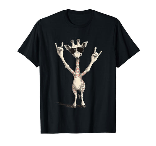 Giraffe Sunglasses Rock T-Shirt - Unique Graphic for Adults - T-Shirt, Sweatshirt, Hoodie