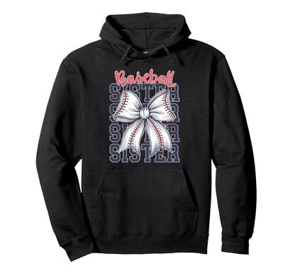 Baseball Sister Coquette Bow Hoodie - Unique Graphic for Adults - T-Shirt, Sweatshirt, Hoodie