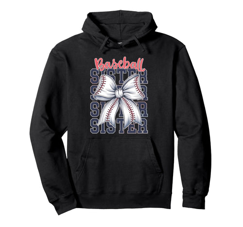 Baseball Sister Coquette Bow Hoodie - Unique Graphic for Adults - T-Shirt, Sweatshirt, Hoodie