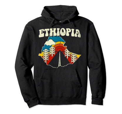 Ethiopia Ethiopian Country Rainbow 70S Map Hoodie - Novelty Apparel Unisex - T-Shirt, Sweatshirt, Hoodie