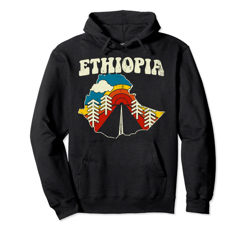 Ethiopia Ethiopian Country Rainbow 70S Map Hoodie - Novelty Apparel Unisex - T-Shirt, Sweatshirt, Hoodie