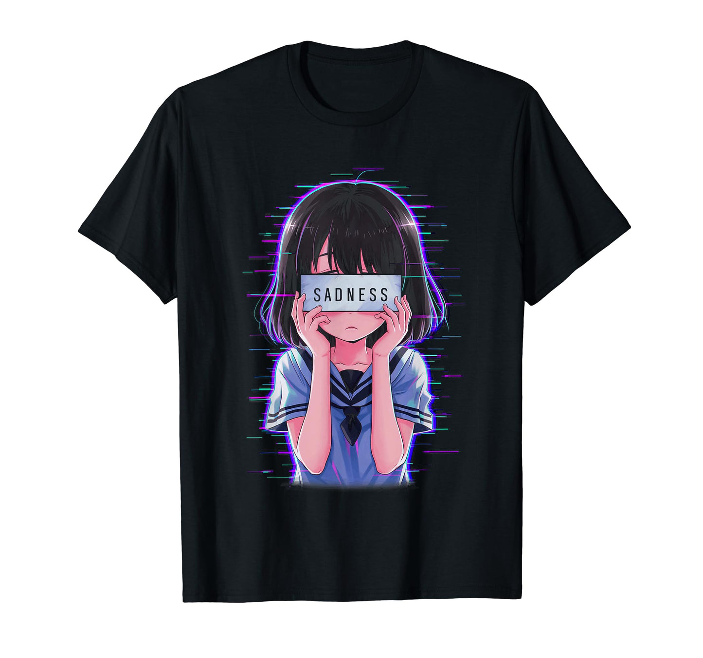Sad Anime Japanese Aesthetic Vaporwave T-Shirt - Streetwear Style Unisex - T-Shirt, Sweatshirt, Hoodie