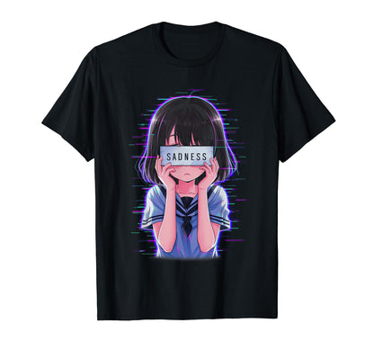 Sad Anime Japanese Aesthetic Vaporwave T-Shirt - Streetwear Style Unisex - T-Shirt, Sweatshirt, Hoodie