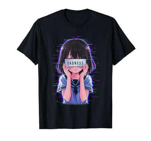 Sad Anime Japanese Aesthetic Vaporwave T-Shirt - Streetwear Style Unisex - T-Shirt, Sweatshirt, Hoodie