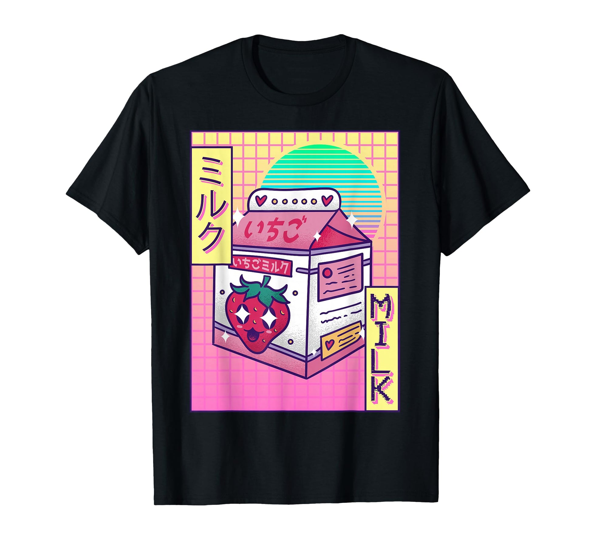 Kawaii Strawberry Milk Carton Japanese T-Shirt - Unique Graphic Men Women - T-Shirt, Sweatshirt, Hoodie