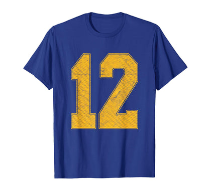 Number 12 Numbered Uniform Sports T-Shirt - Novelty Apparel for Adults - T-Shirt, Sweatshirt, Hoodie
