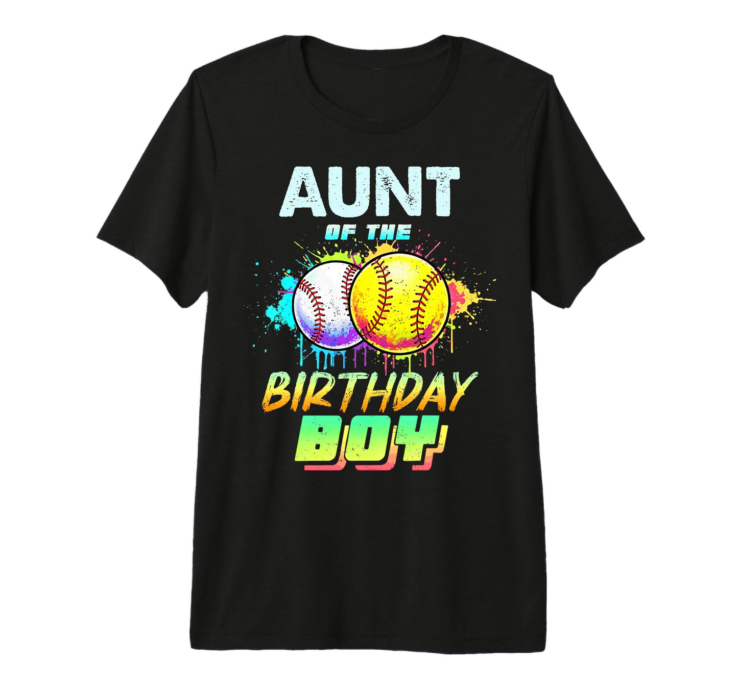 Aunt Birthday Baseball Softball Colorful T-Shirt - Novelty Apparel Unisex - T-Shirt, Sweatshirt, Hoodie
