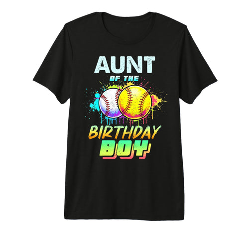 Aunt Birthday Baseball Softball Colorful T-Shirt - Novelty Apparel Unisex - T-Shirt, Sweatshirt, Hoodie