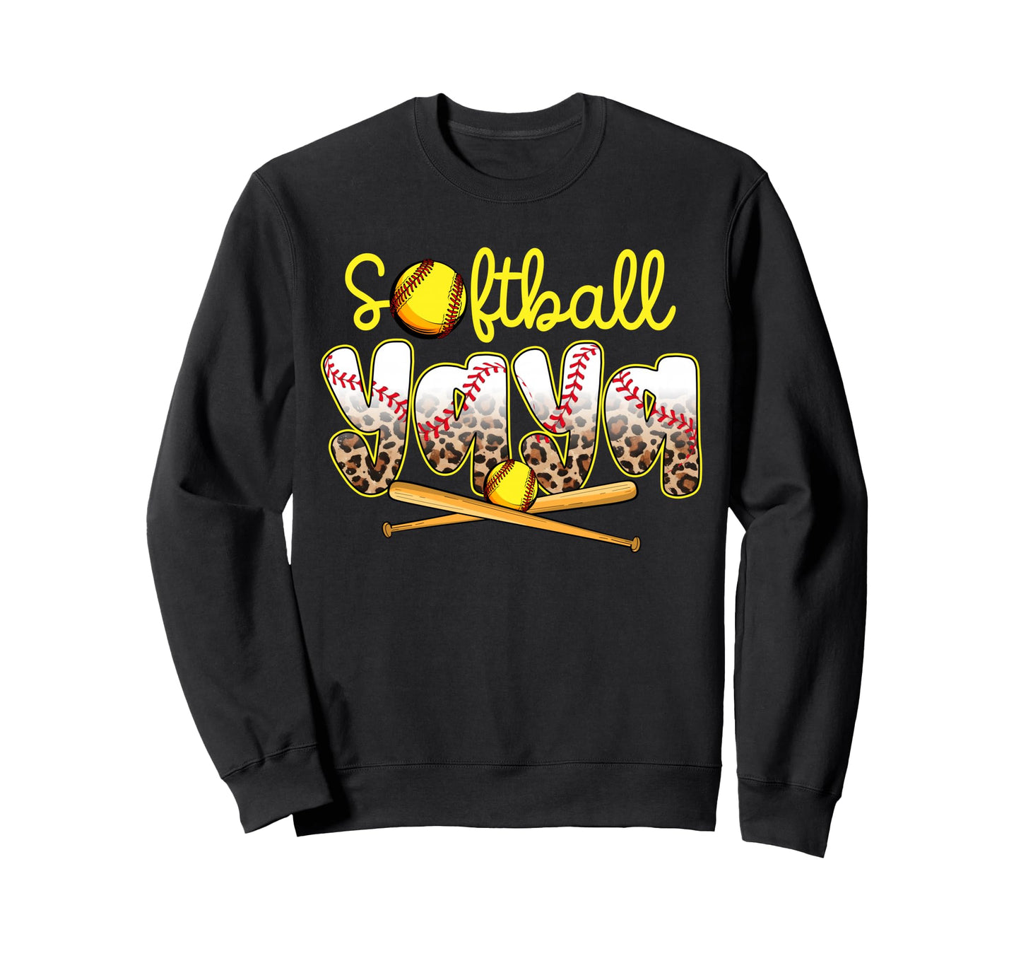 Softball Yaya Leopard Mothers Sweatshirt - Casual Everyday Wear Men Women - T-Shirt, Sweatshirt, Hoodie