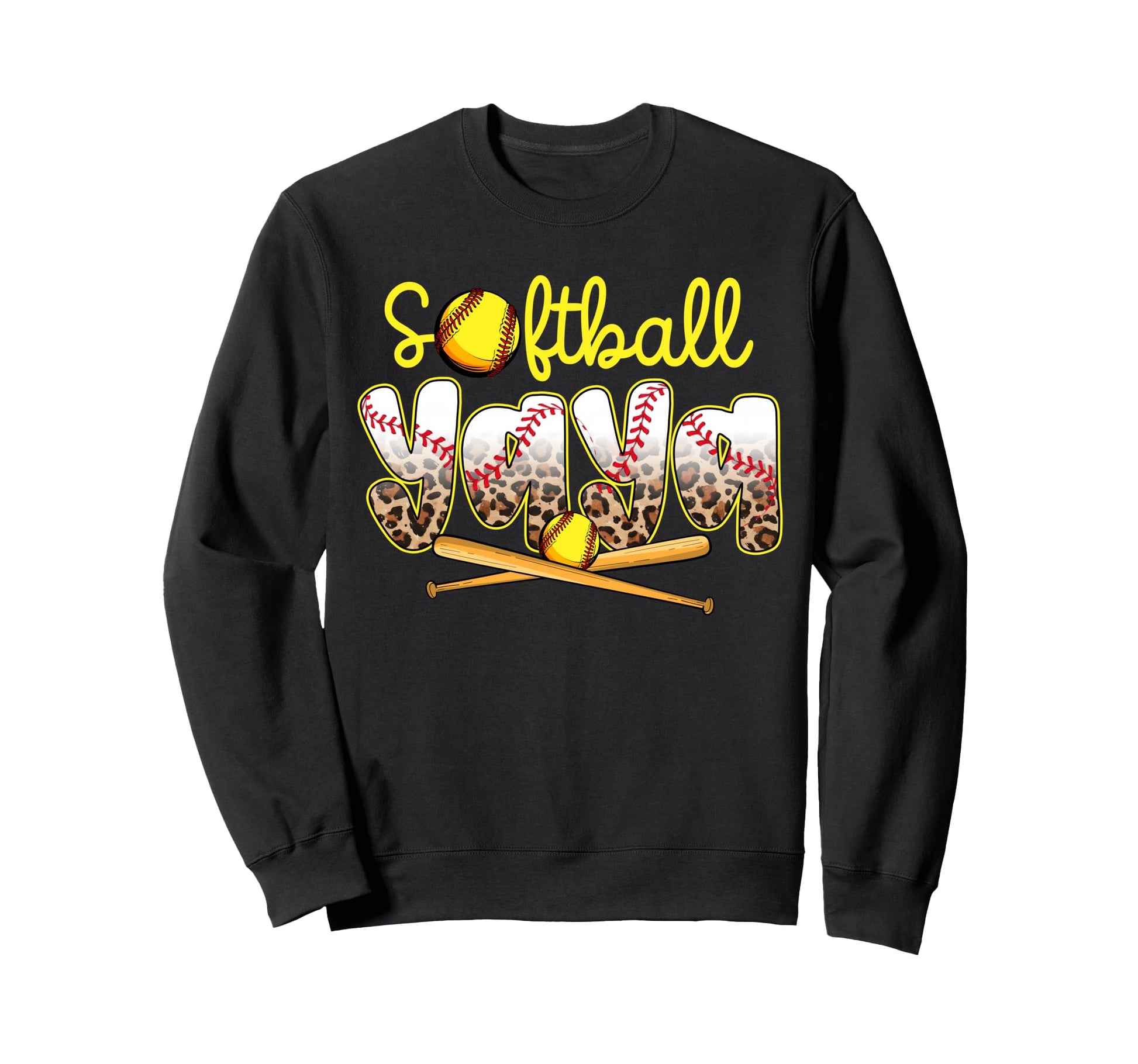 Softball Yaya Leopard Mothers Sweatshirt - Casual Everyday Wear Men Women - T-Shirt, Sweatshirt, Hoodie