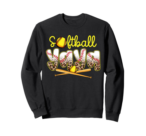 Softball Yaya Leopard Mothers Sweatshirt - Casual Everyday Wear Men Women - T-Shirt, Sweatshirt, Hoodie