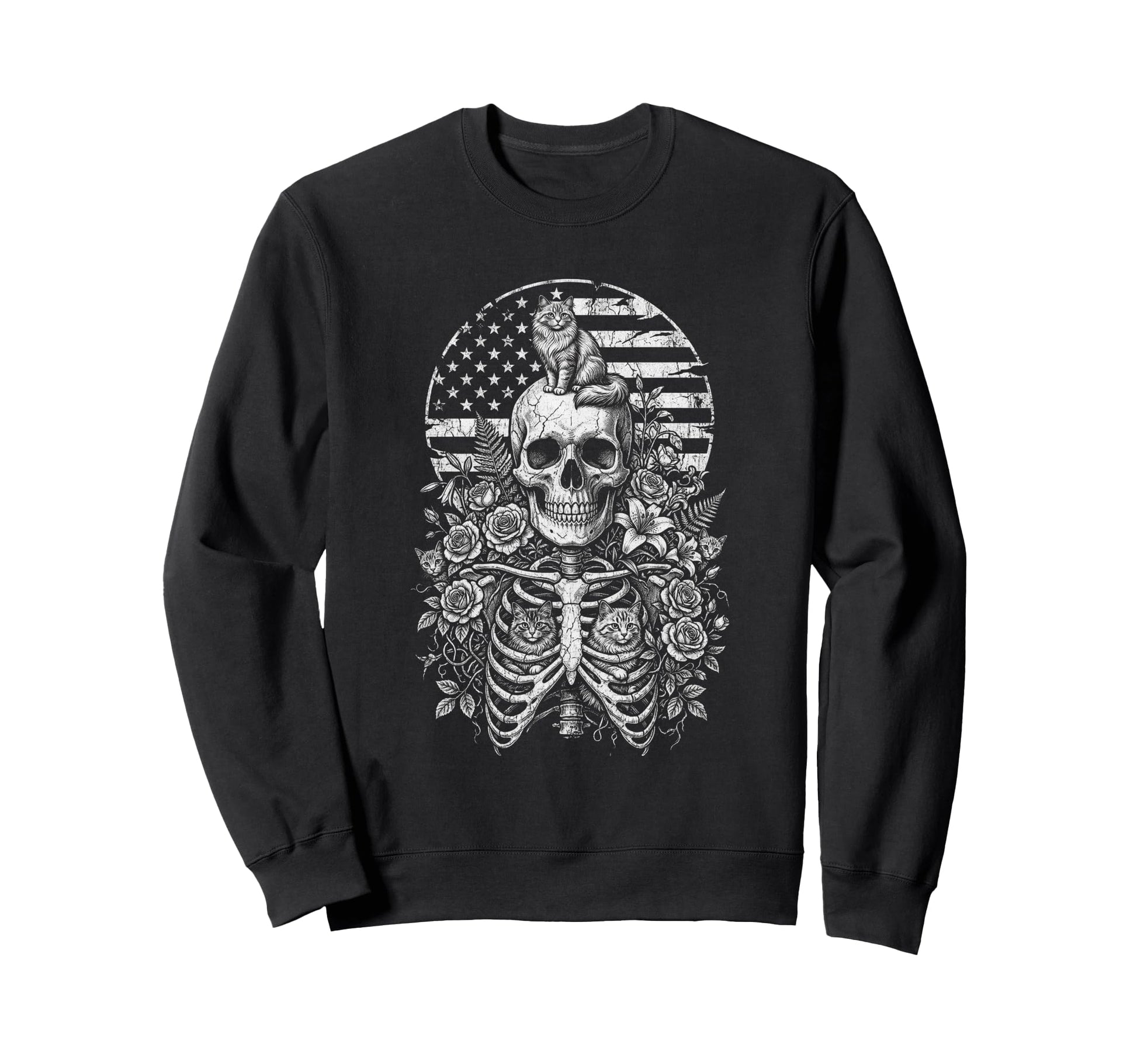 Skull Cat Skeleton Kitty Sweatshirt - Casual Everyday Wear for Adults - T-Shirt, Sweatshirt, Hoodie