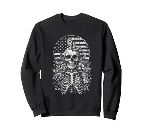 Skull Cat Skeleton Kitty Sweatshirt - Casual Everyday Wear for Adults - T-Shirt, Sweatshirt, Hoodie