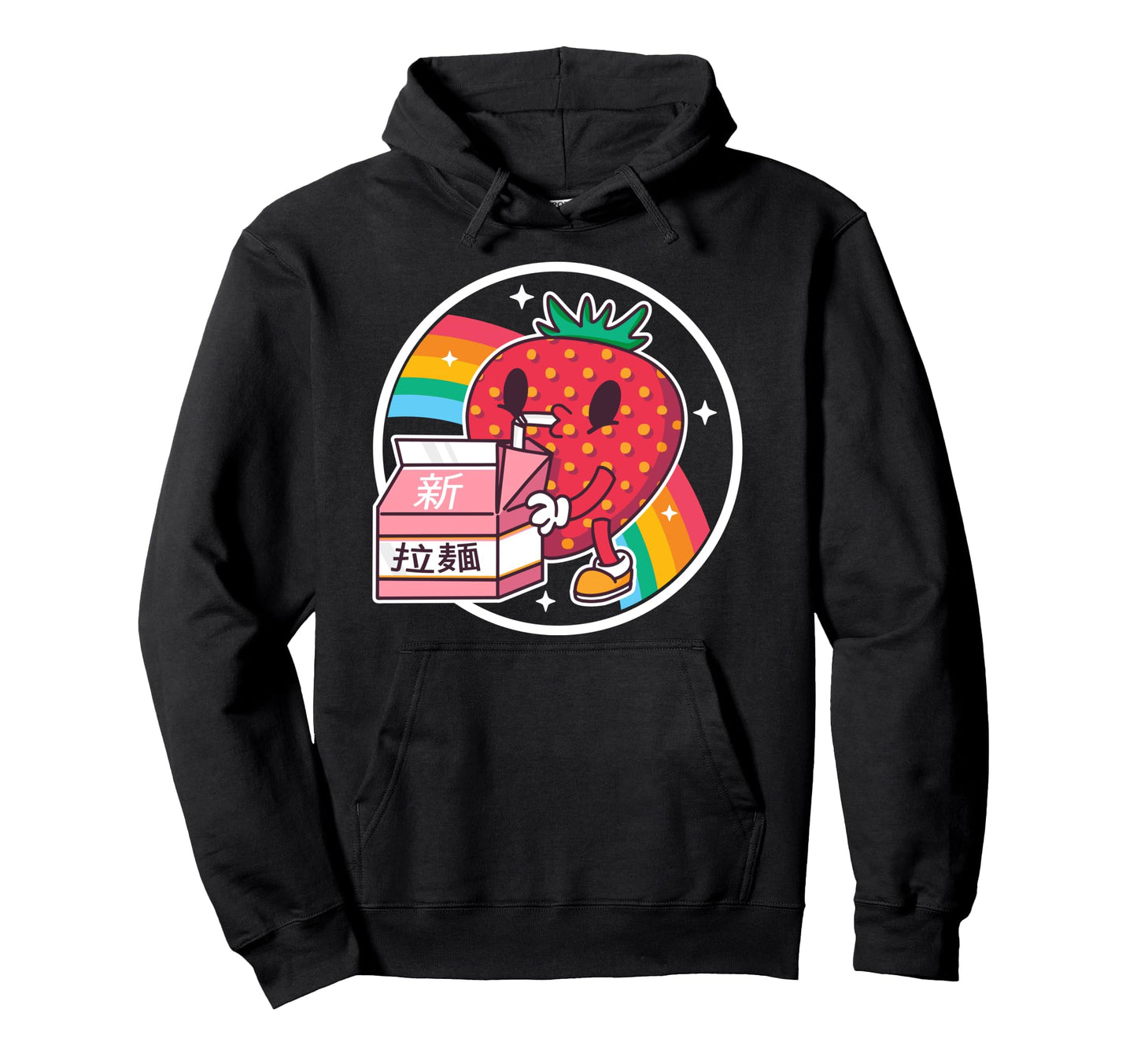 Strawberry Milk Rainbow Japan Otaku Hoodie - Unique Graphic for Adults - T-Shirt, Sweatshirt, Hoodie
