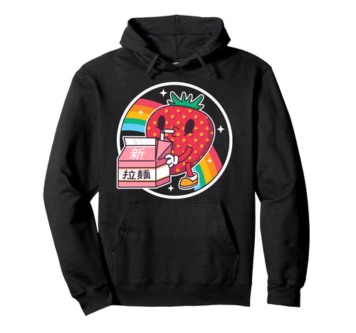 Strawberry Milk Rainbow Japan Otaku Hoodie - Unique Graphic for Adults - T-Shirt, Sweatshirt, Hoodie