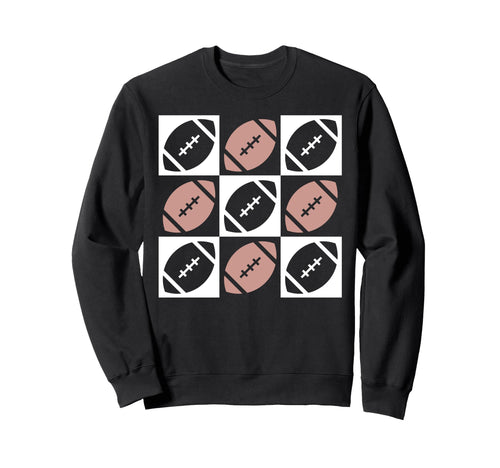 Checkered Football Football Mom Sweatshirt - Minimalist Print for Adults - T-Shirt, Sweatshirt, Hoodie