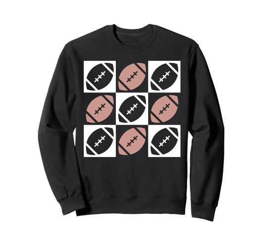 Checkered Football Football Mom Sweatshirt - Minimalist Print for Adults - T-Shirt, Sweatshirt, Hoodie