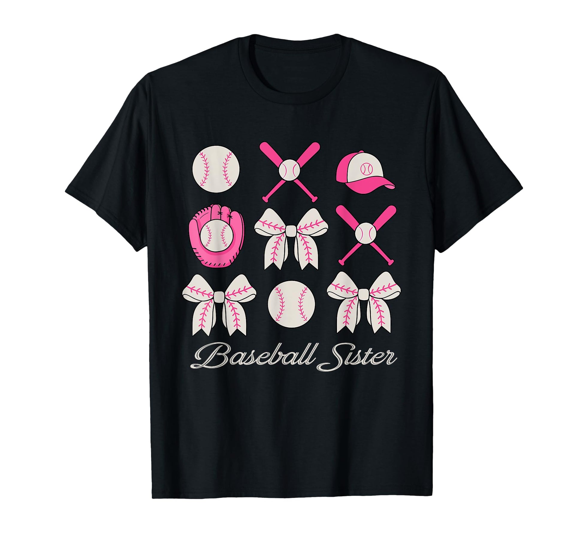 Baseball Sister Coquette Bow Cheer T-Shirt - Custom Art Print for Adults - T-Shirt, Sweatshirt, Hoodie