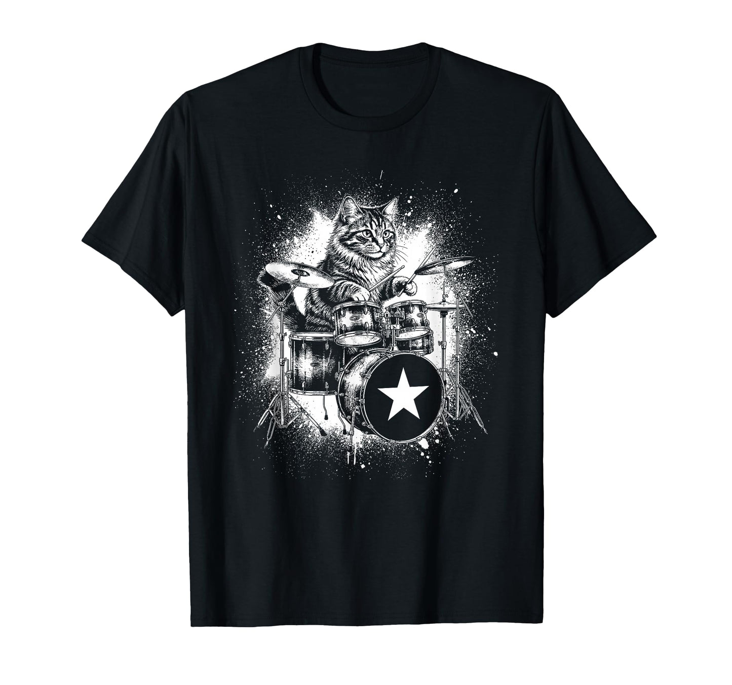 Rock Punk Rockstar Kitten Cat Drummer T-Shirt - Fun Novelty Design Unisex - T-Shirt, Sweatshirt, Hoodie