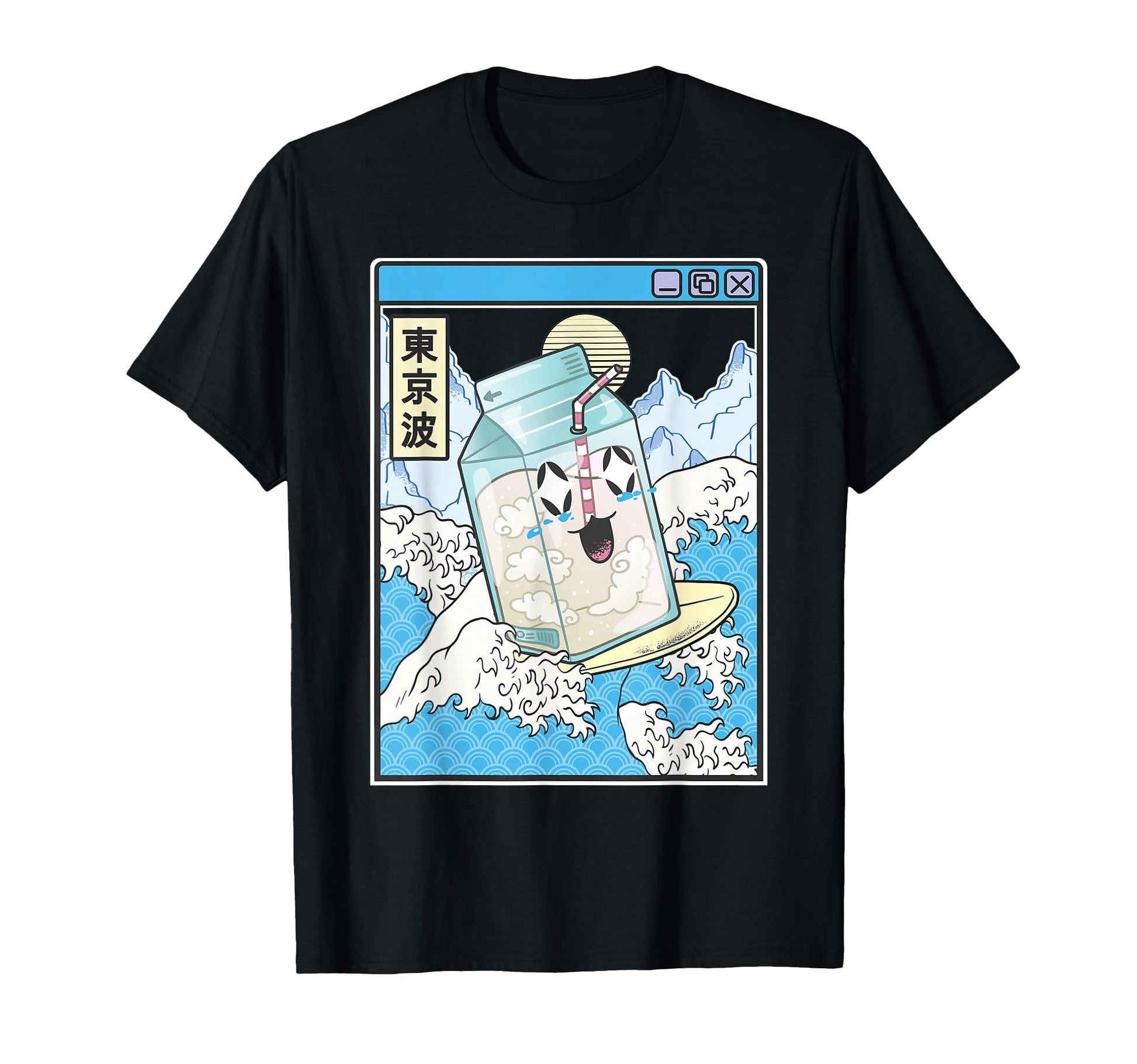Surfing Milk Carton Japanese Waves T-Shirt - Custom Art Print Men Women - T-Shirt, Sweatshirt, Hoodie