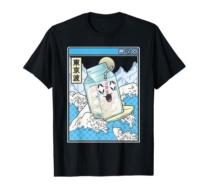 Surfing Milk Carton Japanese Waves T-Shirt - Custom Art Print Men Women - T-Shirt, Sweatshirt, Hoodie
