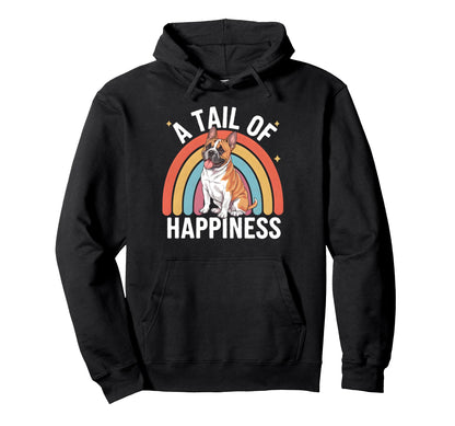 Tail Happiness Frenchie Dog Rainbow Hoodie - Novelty Apparel for Adults - T-Shirt, Sweatshirt, Hoodie