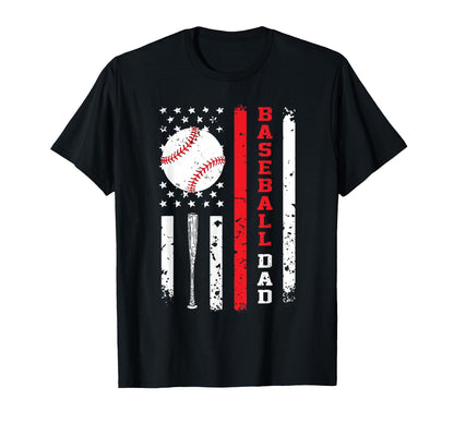 Baseball Dad Fathers Day Usa Flag T-Shirt - Trendy Graphic for Adults - T-Shirt, Sweatshirt, Hoodie