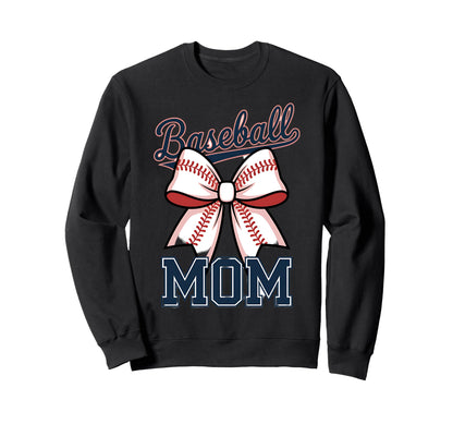 Baseball Mom Coquette Bow Sweatshirt - Aesthetic Graphic for Adults - T-Shirt, Sweatshirt, Hoodie