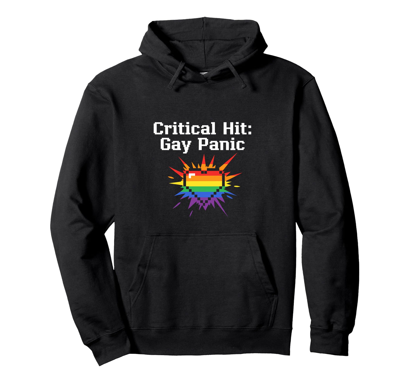 Critical Hit Gay Panic Pixel Art Hoodie - Casual Everyday Wear Men Women - T-Shirt, Sweatshirt, Hoodie