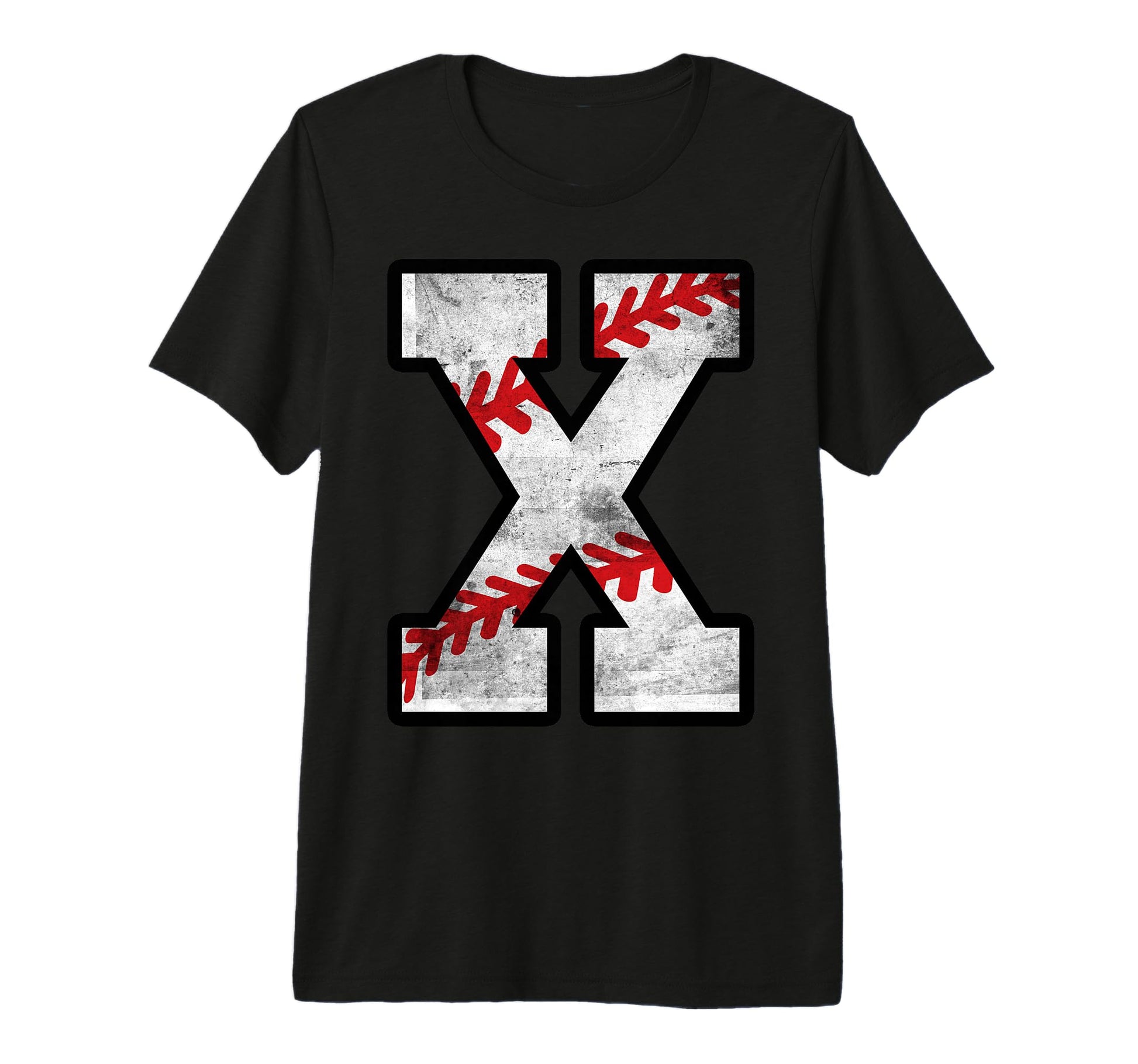 Distressed Baseball Letter X Tri Blend T-Shirt - Trendy Graphic for Adults - T-Shirt, Sweatshirt, Hoodie