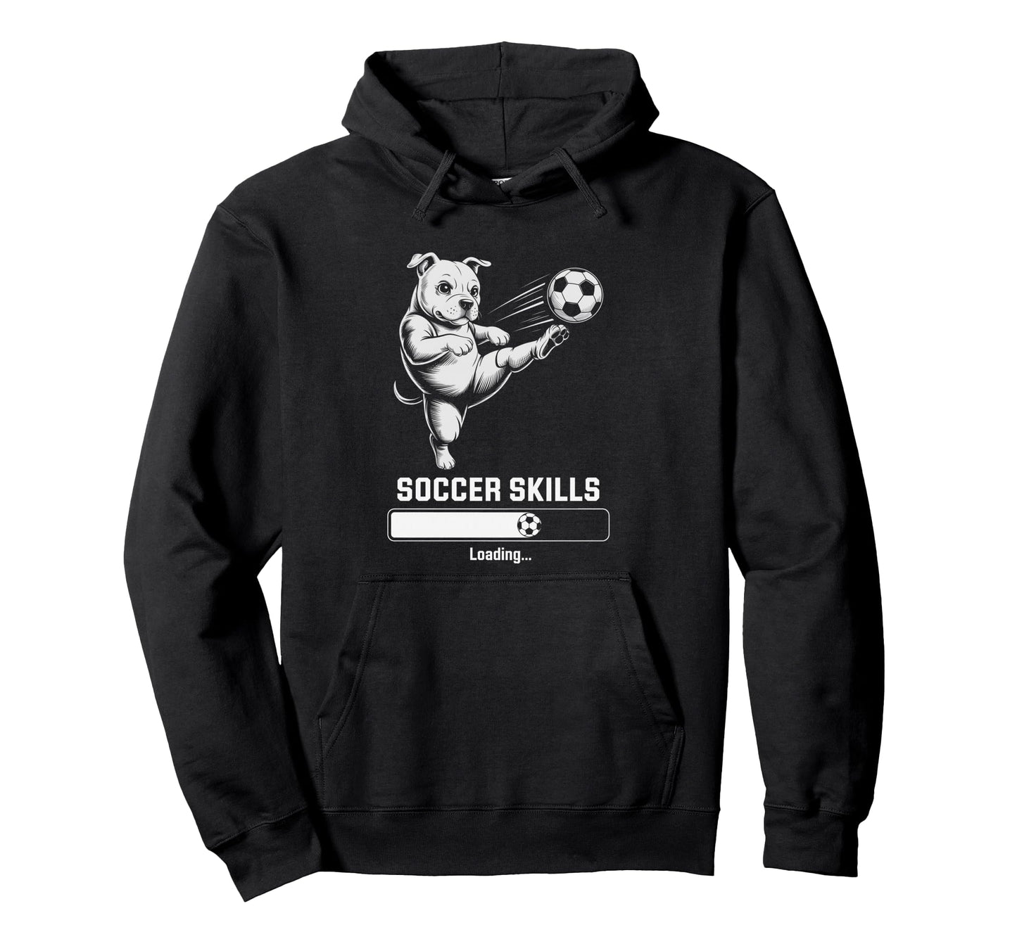 Soccer Pug Skills Loading Dog Score Hoodie - Custom Art Print for Adults - T-Shirt, Sweatshirt, Hoodie