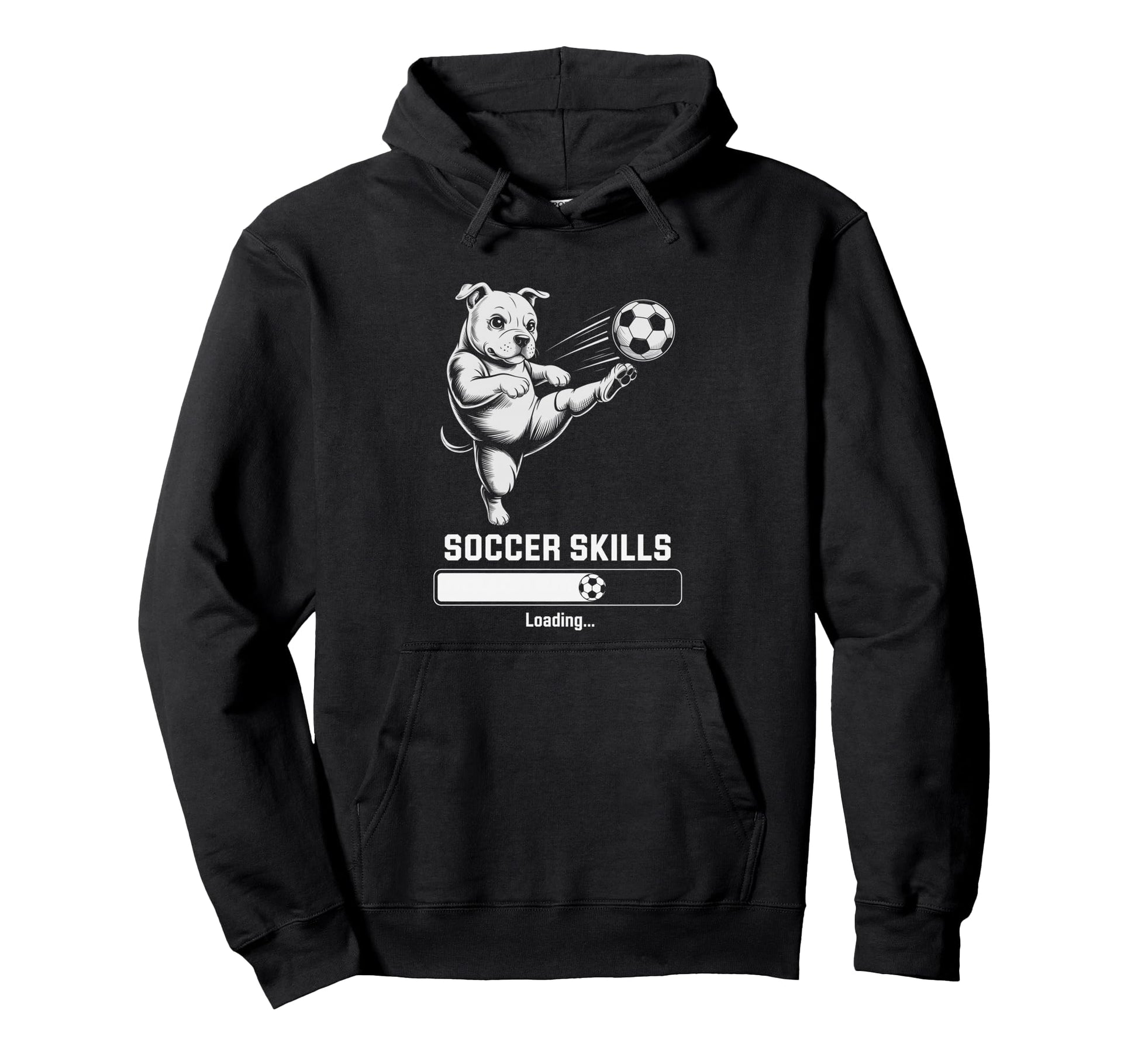 Soccer Pug Skills Loading Dog Score Hoodie - Custom Art Print for Adults - T-Shirt, Sweatshirt, Hoodie