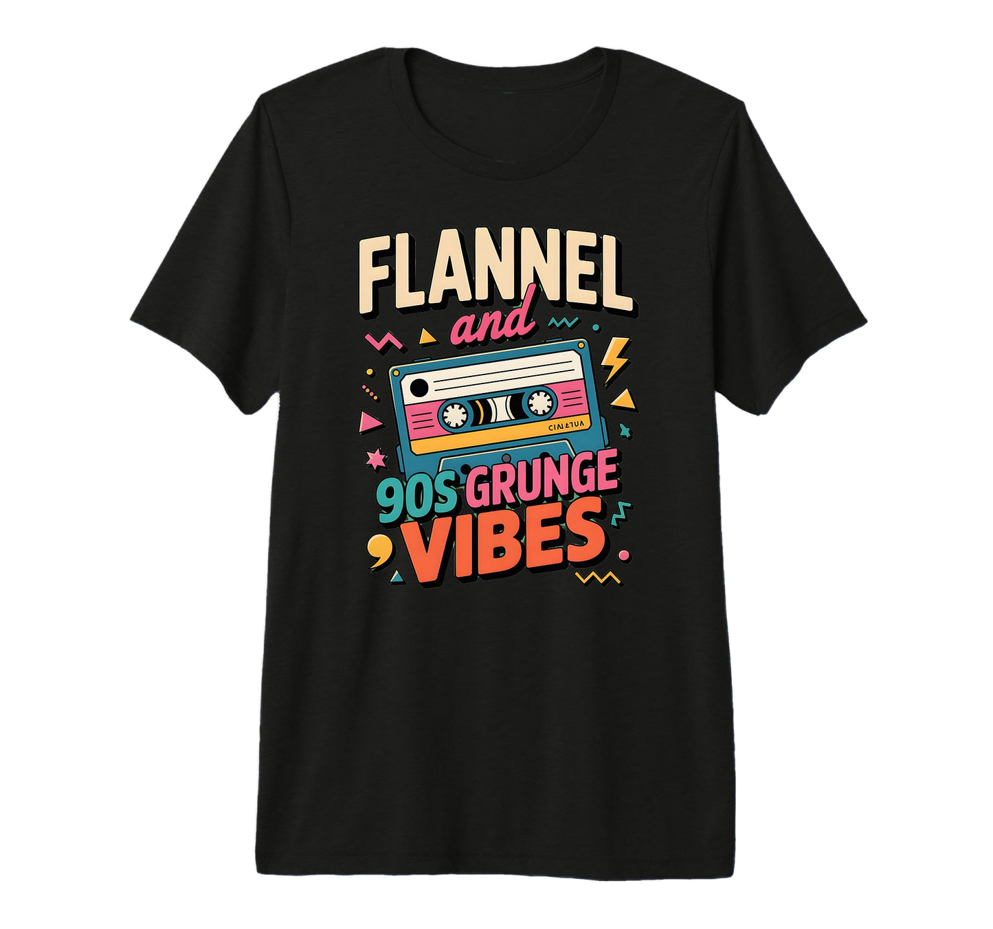 Flannel 90S Grunge Vibes Cassette Tape T-Shirt - Novelty Apparel Men Women - T-Shirt, Sweatshirt, Hoodie