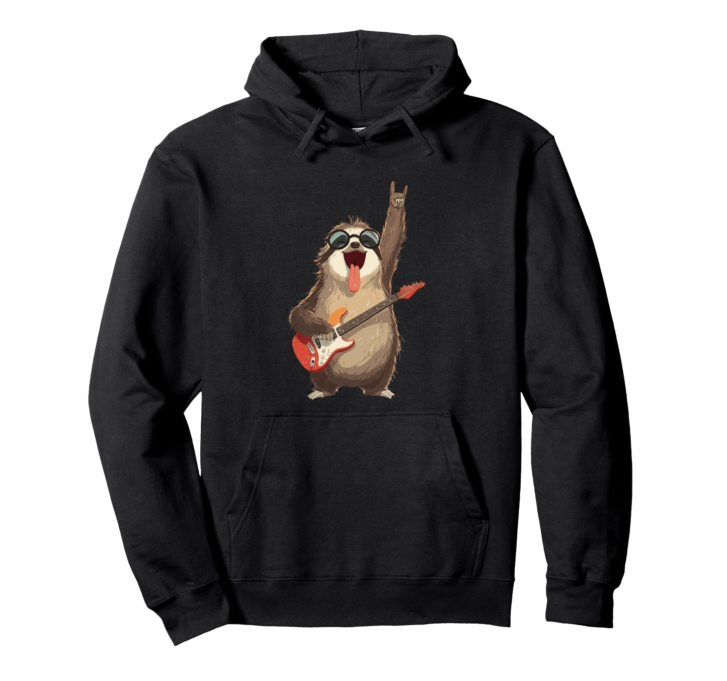 Funny Sloth Guitarist Rock Music Hoodie - Fun Novelty Design for Adults - T-Shirt, Sweatshirt, Hoodie