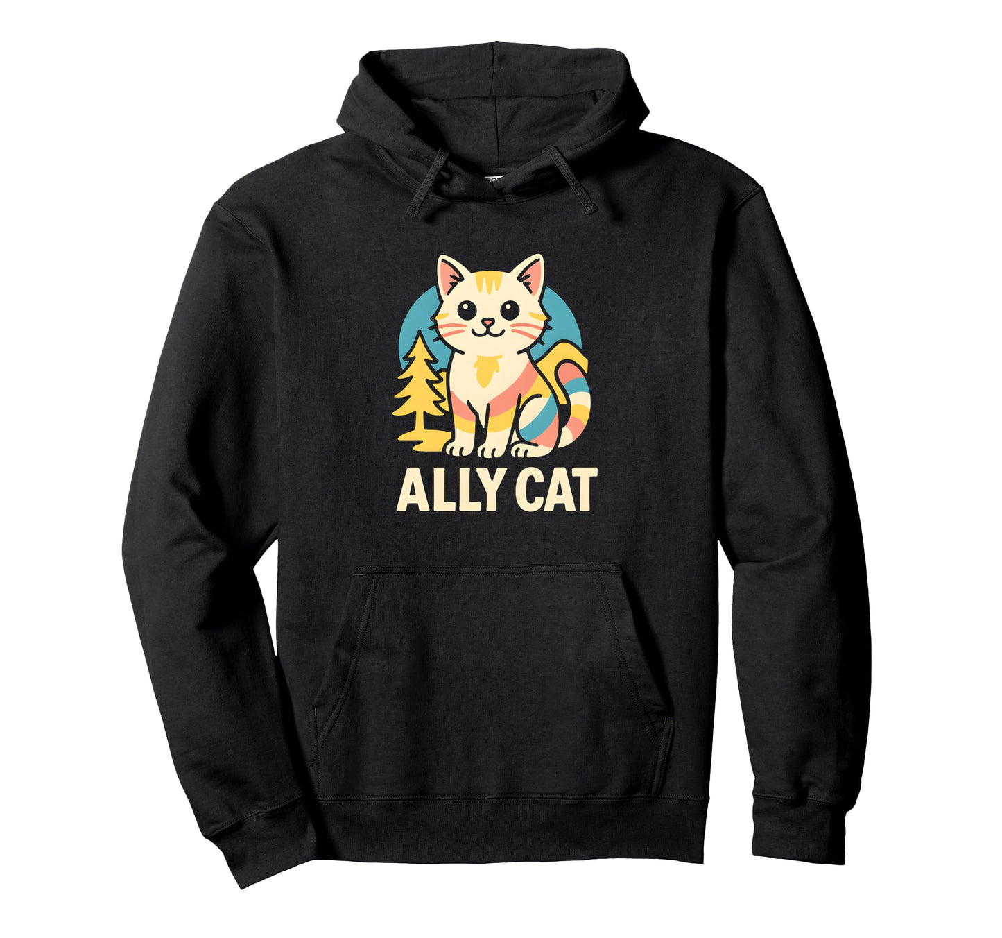 Gay Pride Cat Ally Rainbow Lgbtq Hoodie - Minimalist Print Men Women - T-Shirt, Sweatshirt, Hoodie