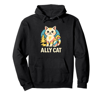 Gay Pride Cat Ally Rainbow Lgbtq Hoodie - Minimalist Print Men Women - T-Shirt, Sweatshirt, Hoodie