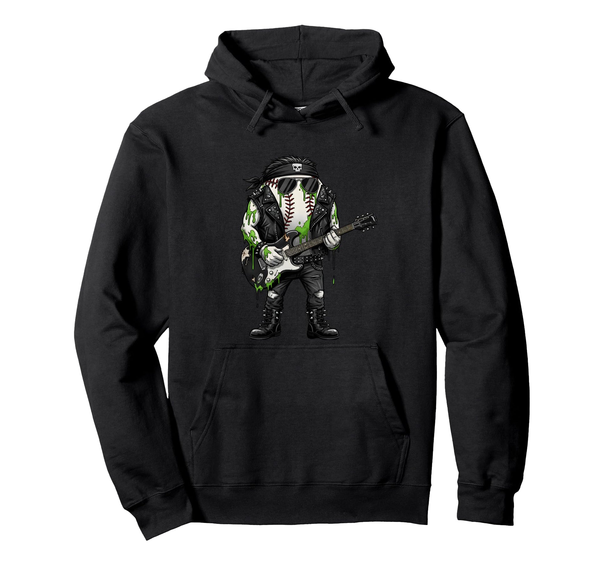 Undead Rocker Baseball Stitches Hoodie - Casual Everyday Wear Unisex - T-Shirt, Sweatshirt, Hoodie