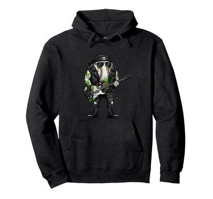 Undead Rocker Baseball Stitches Hoodie - Casual Everyday Wear Unisex - T-Shirt, Sweatshirt, Hoodie