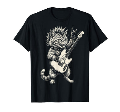 Funny Cat Playing Guitar Rock And Roll T-Shirt - Graphic Print for Adults - T-Shirt, Sweatshirt, Hoodie